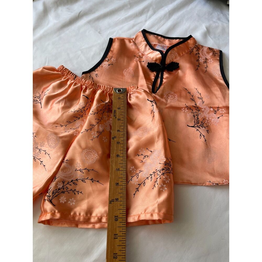 Jolly Baby Girl's Chinese Peach Suit 3T Mandarin Asian 2 Piece Outfit Top Shorts - Picture 10 of 10